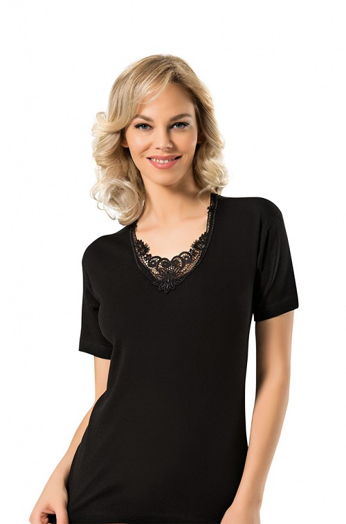 Φανέλα Onurel Με Δαντέλα Μαύρο 2 Τεμαχίων