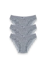 Βαμβακερό Κιλοτάκι 2/4 με Δαντέλα - Γκρι