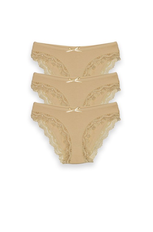 Βαμβακερό Κιλοτάκι 2/4 με Δαντέλα - Μπεζ