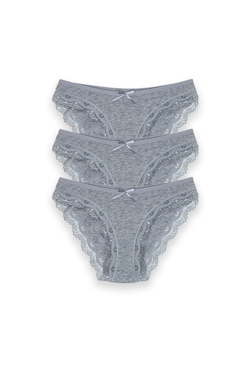 Βαμβακερό Κιλοτάκι 2/4 με Δαντέλα - Γκρι