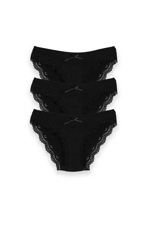 Βαμβακερό Κιλοτάκι 2/4 με Δαντέλα - Μαύρο